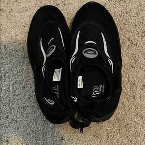 Black with white trim water shoes